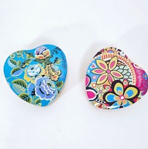 Brighton Heart-Shaped Floral Jewelry Tin Trinket Boxes Set of 2